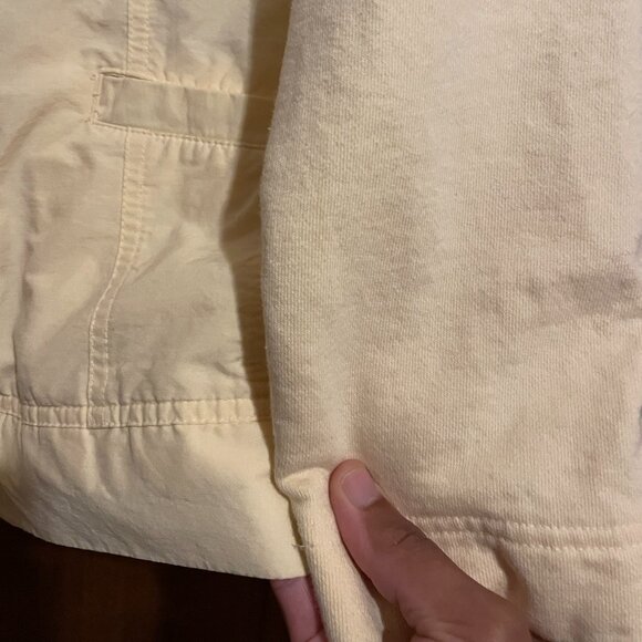 SO SOFT!! Croft & Barrow L Yellow Knit Woven Cotton Zip Button Sweatshirt Jacket - Picture 8 of 15